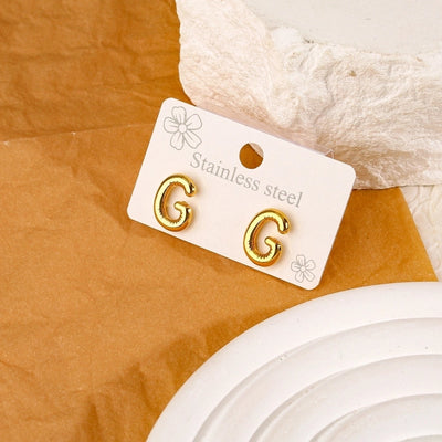 1 Pair Simple Style Classic Style Letter 304 Stainless Steel 18K Gold Plated Ear Studs