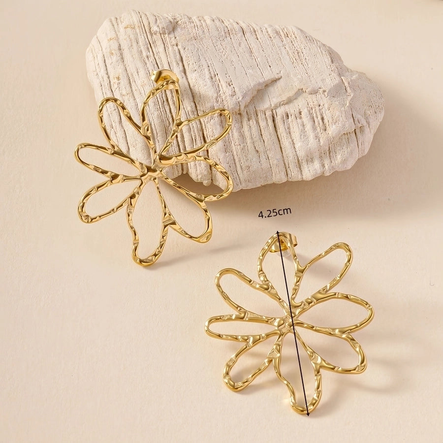 1 Pair Simple Style Classic Style Geometric Flower 304 Stainless Steel 18K Gold Plated Drop Earrings Ear Studs