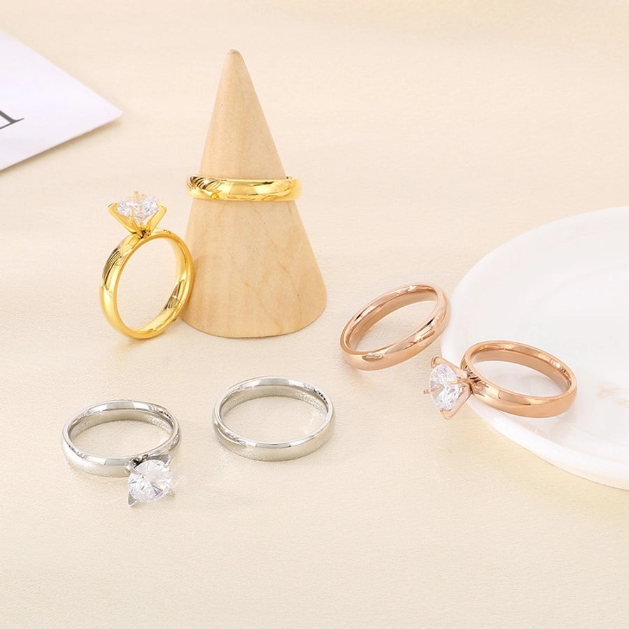 Jewelry Simple Style Geometric 304 Stainless Steel 18K Gold Plated Rings