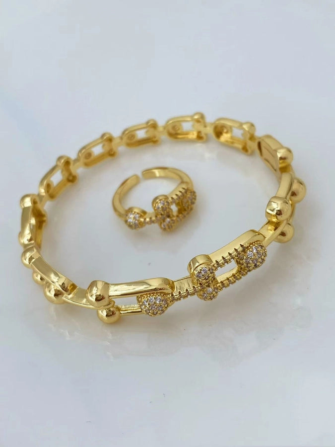 Jewelry Vintage Style Classic Style Geometric Copper Zircon Plating Rings Bracelets