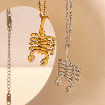 Jewelry Hip-Hop Simple Style Scorpion 304 Stainless Steel Titanium Steel 18K Gold Plated Earrings Necklace