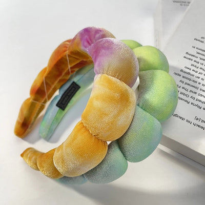 lady streetwear color block sponge hair band