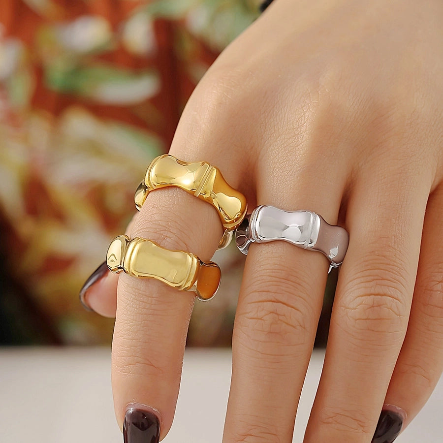 Jewelry Elegant Preppy Style Sweet Geometric 304 Stainless Steel 18K Gold Plated Rings