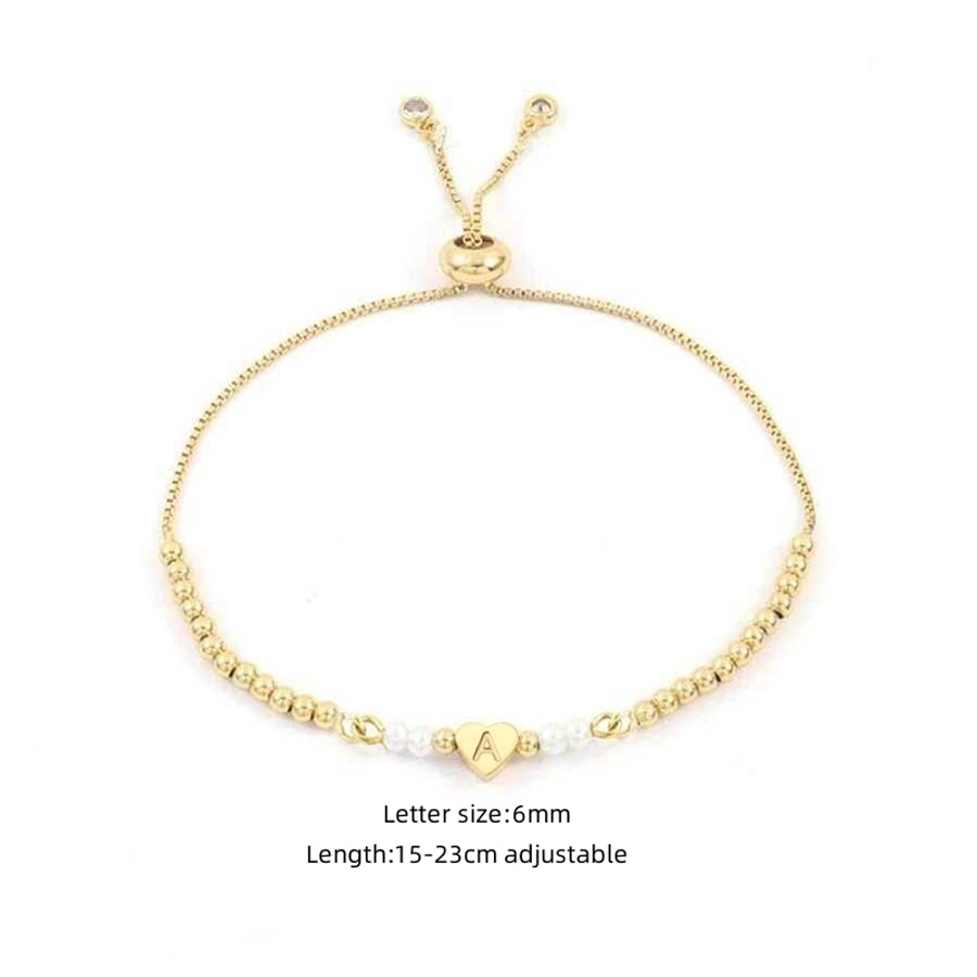 304 Stainless Steel Copper Letter Heart Shape Bracelets