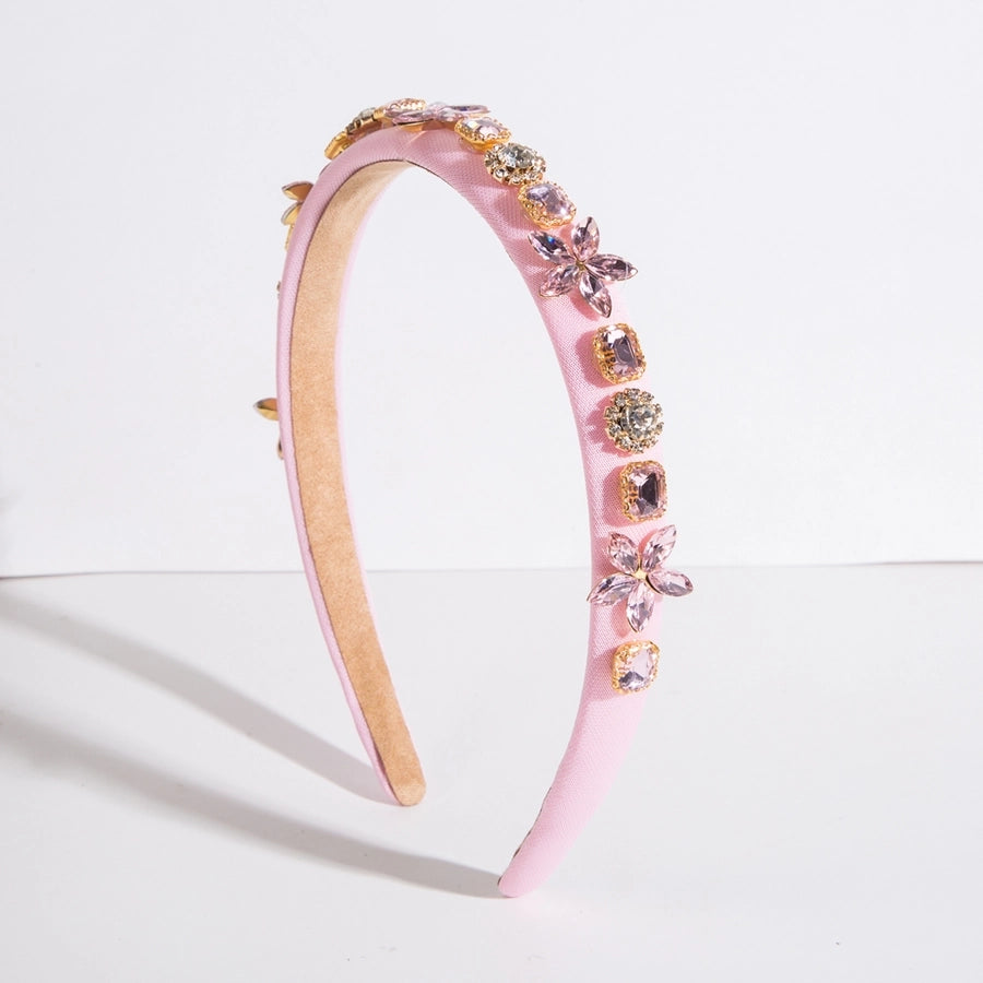 elegant baroque style flower alloy cloth inlay rhinestones pearl hair band