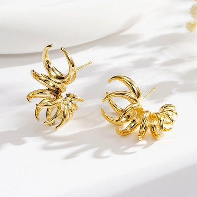 1 Pair Exaggerated Cool Style C Shape 304 Stainless Steel 18K Gold Plated Ear Studs