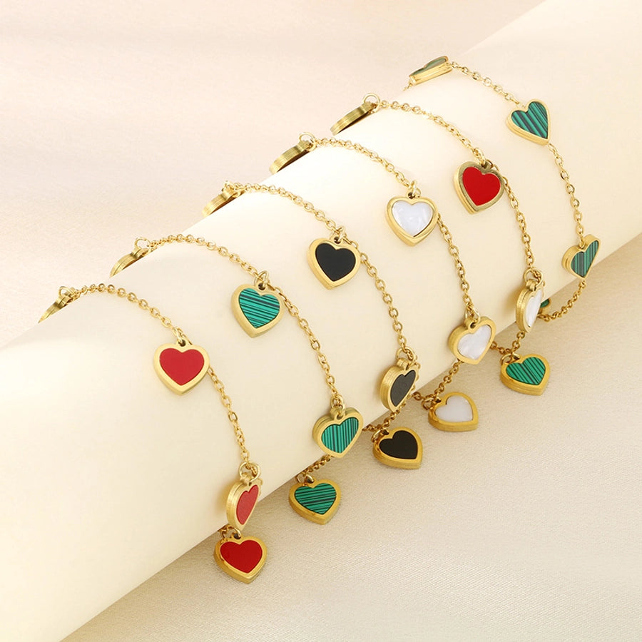 Simple Style Heart Shape 304 Stainless Steel 18K Gold Plated Bracelets In Bulk