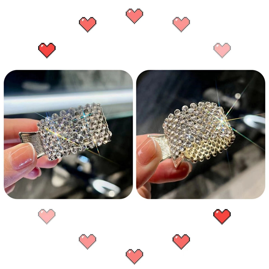 fashion simple style geometric metal inlay artificial pearls rhinestones hair buckle