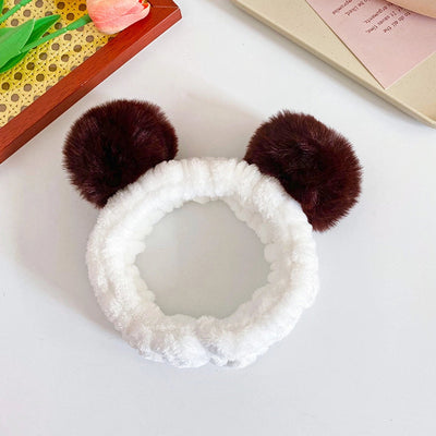 cute geometric flannel pom poms hair band