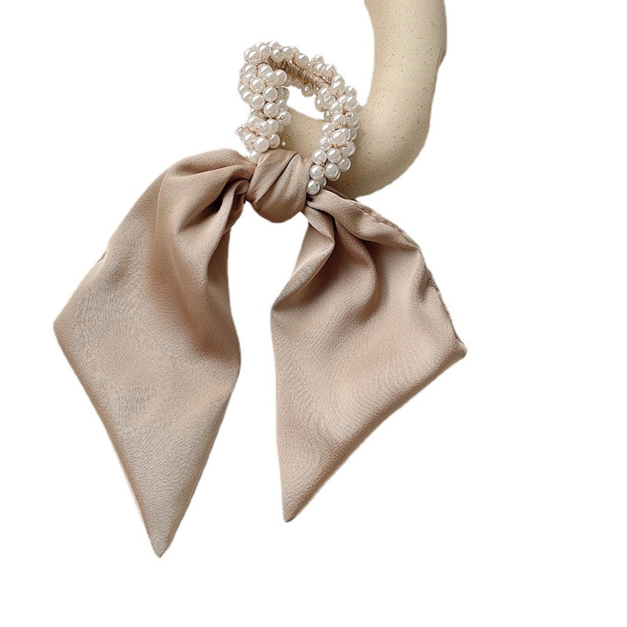 Women's Simple Style Classic Style Solid Color Cloth Baroque Pearls Hair Tie