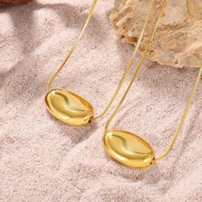 Jewelry Elegant Luxurious Geometric Titanium Steel 18K Gold Plated Pendant Necklace