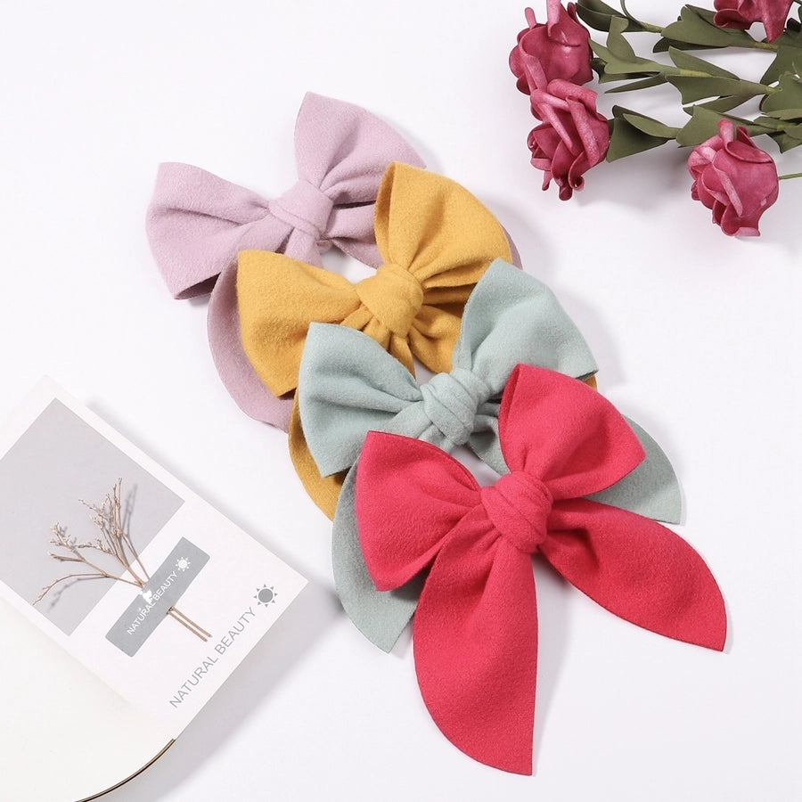 sweet solid color polyester bow knot hair clip