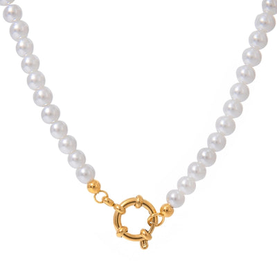 Jewelry Simple Style Classic Style Round 304 Stainless Steel Beaded Pearl Necklace