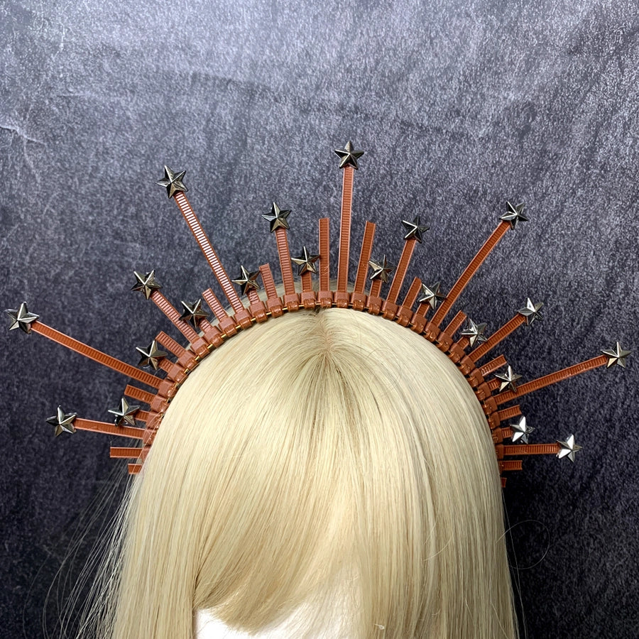 retro star crown flower plastic resin hair band