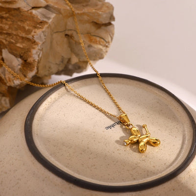 Jewelry Classic Style Balloon Dog Solid Color 304 Stainless Steel Pendant Necklace