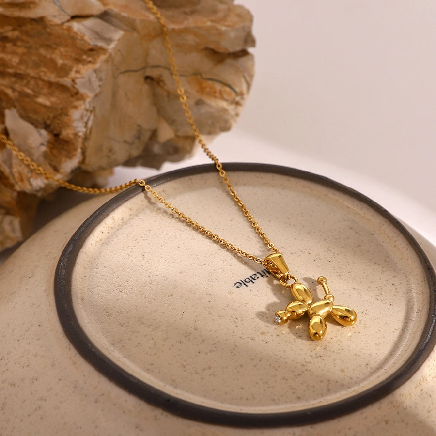 Jewelry Classic Style Balloon Dog Solid Color 304 Stainless Steel Pendant Necklace