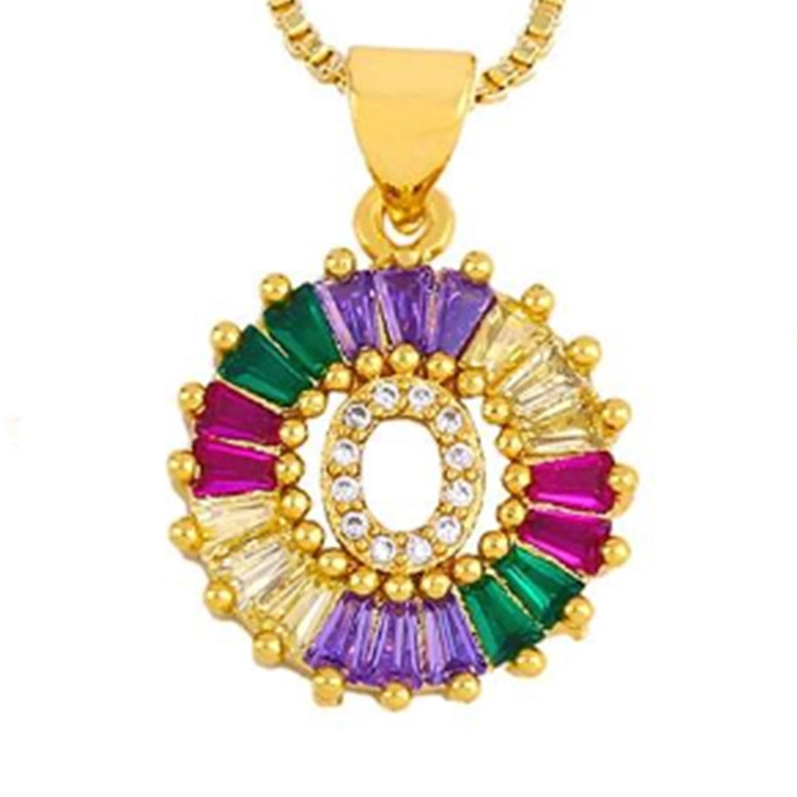 Copper 18K Gold Plated Plating Inlay Letter Zircon Pendant Necklace