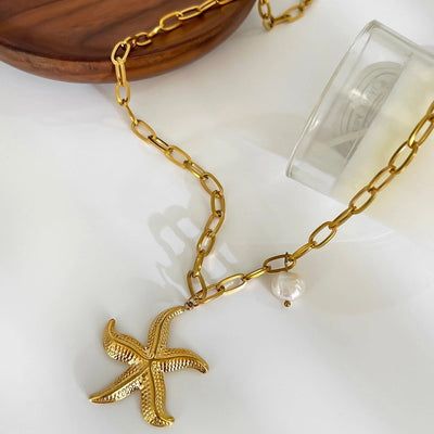 Jewelry Marine Style Classic Style Starfish 316L Stainless Steel  Plating Pendant Necklace