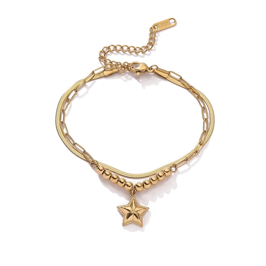 Elegant Simple Style Star Moon Conch 304 Stainless Steel snake chain Bracelets In Bulk