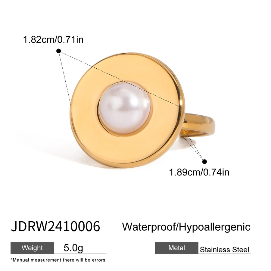 Jewelry Simple Style Classic Style Round 304 Stainless Steel Acrylic 18K Gold Plated Open Rings