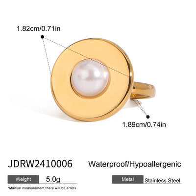 Jewelry Simple Style Classic Style Round 304 Stainless Steel Acrylic 18K Gold Plated Open Rings