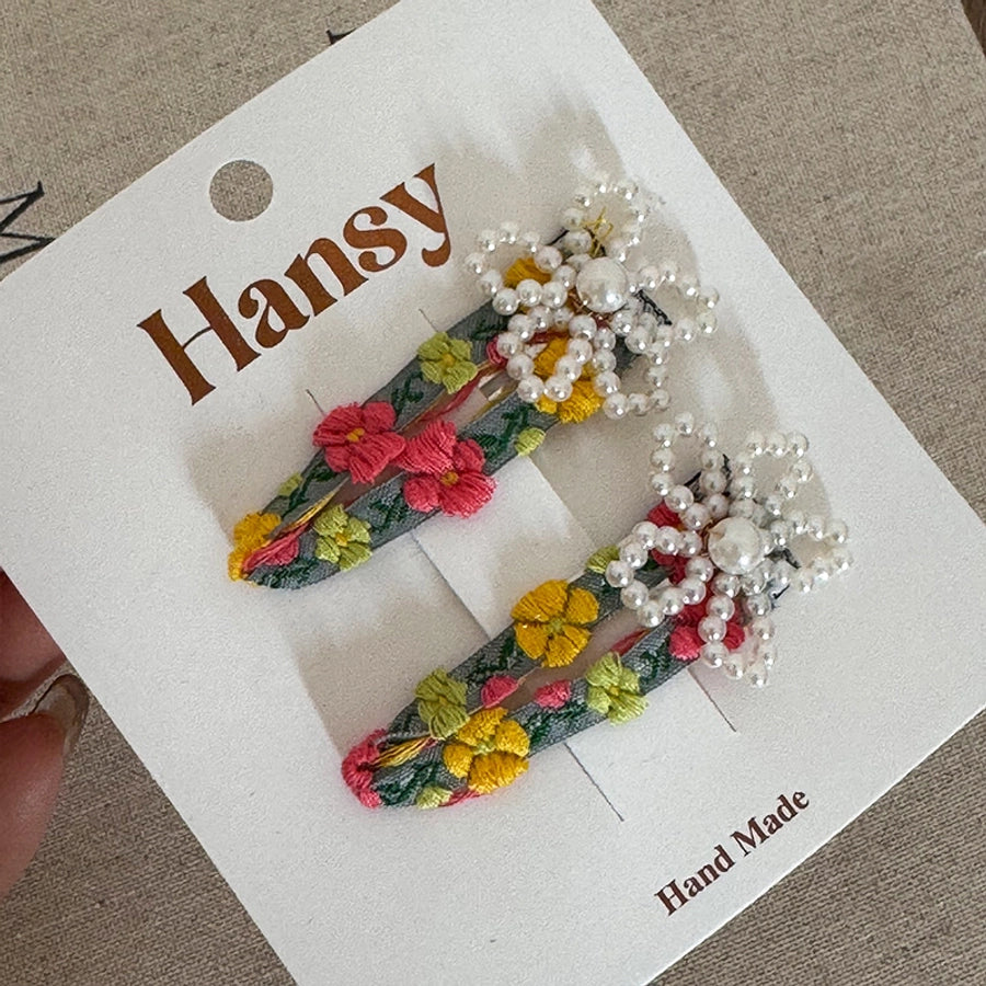 Women's Sweet Flower Cloth Hair Clip