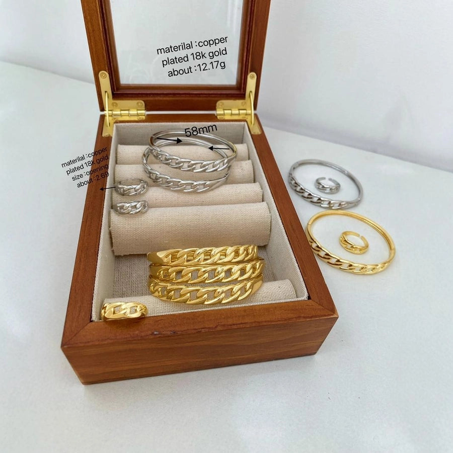 Jewelry Vintage Style Classic Style Geometric Copper Zircon Rings Necklace Jewelry Set