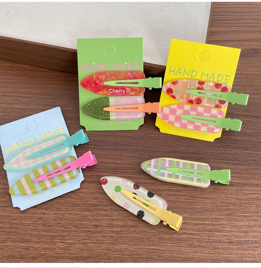 Women's IG Style Cute Stripe Fruit Solid Color Plastic Resin Hair Clip