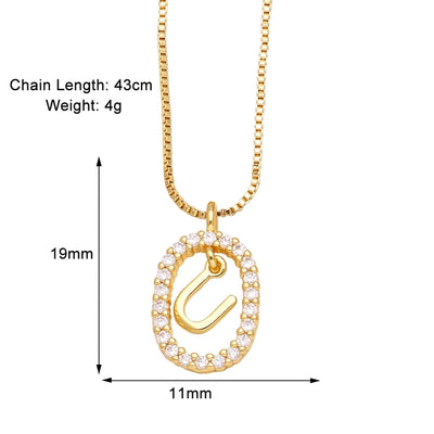 Jewelry Modern Style Simple Style letter 201 Stainless Steel Copper Zircon 18K Gold Plated Inlay Pendant Necklace