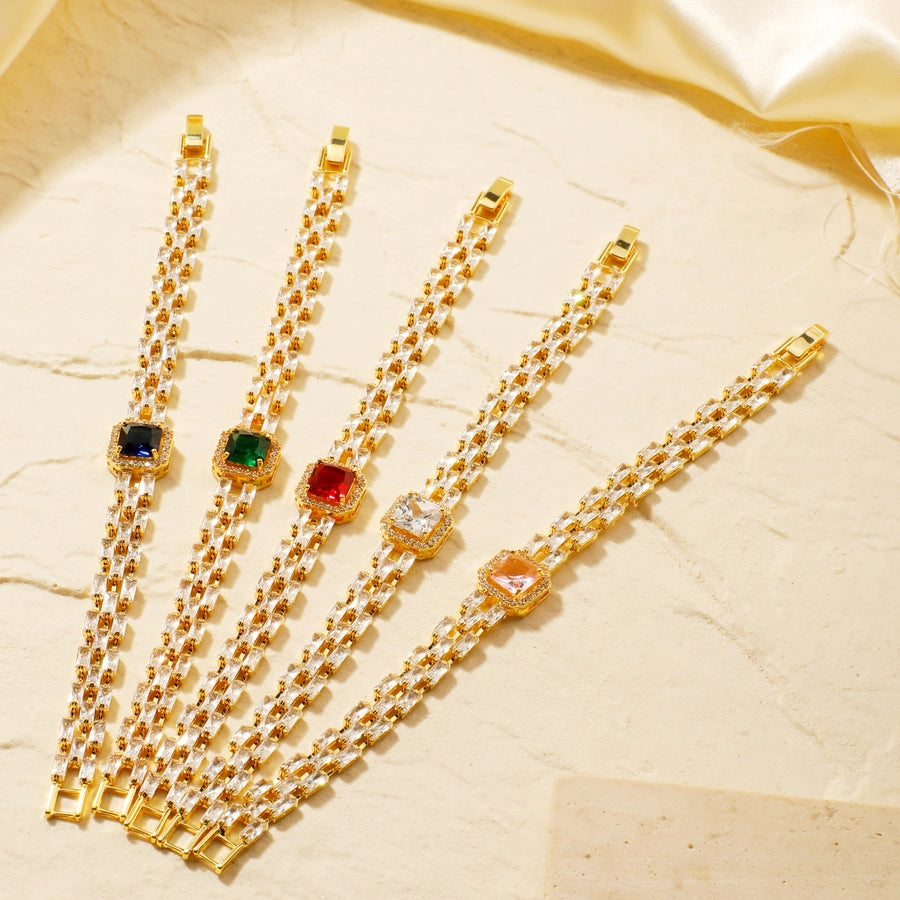 Copper K Gold Plated Inlay Water Droplets Zircon Bracelets