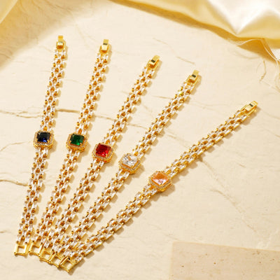 Copper K Gold Plated Inlay Water Droplets Zircon Bracelets