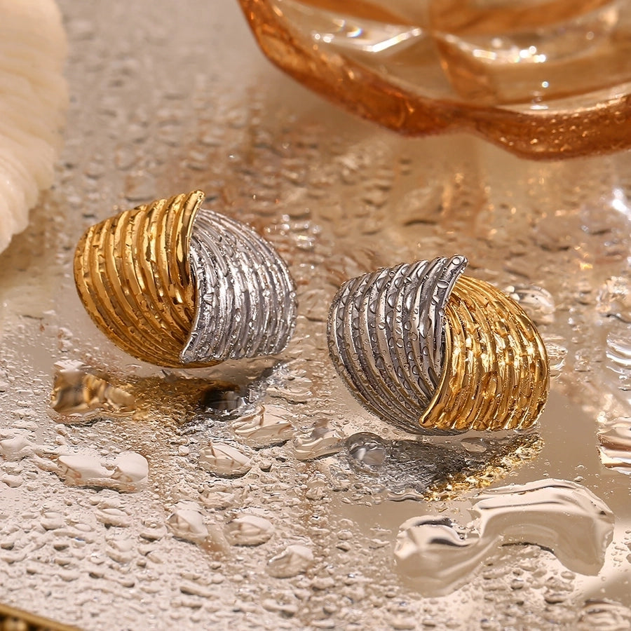 1 Pair Simple Style Geometric Mixed Metal 304 Stainless Steel 18K Gold Plated Ear Studs