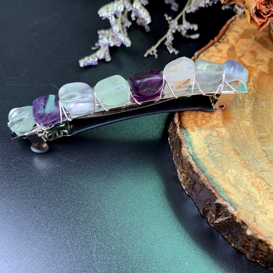 elegant lady geometric crystal plating hair clip