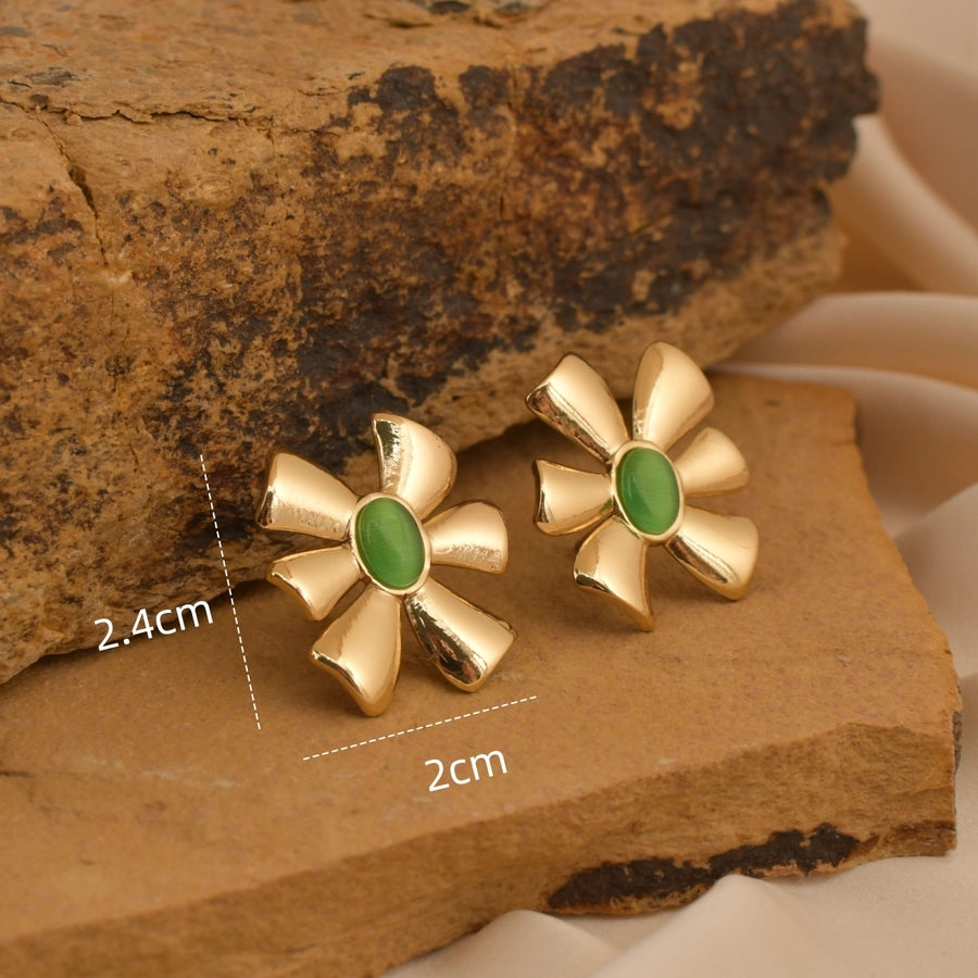 1 Pair Retro Simple Style Classic Style Flower 304 Stainless Steel Ear Studs