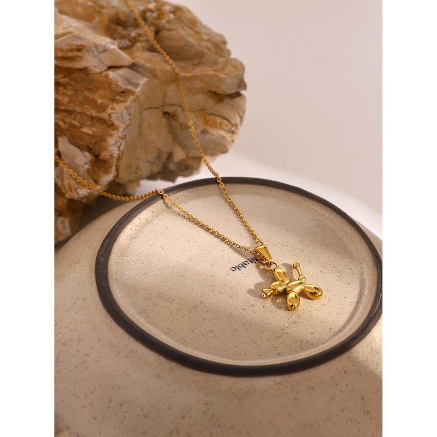 Jewelry Classic Style Balloon Dog Solid Color 304 Stainless Steel Pendant Necklace