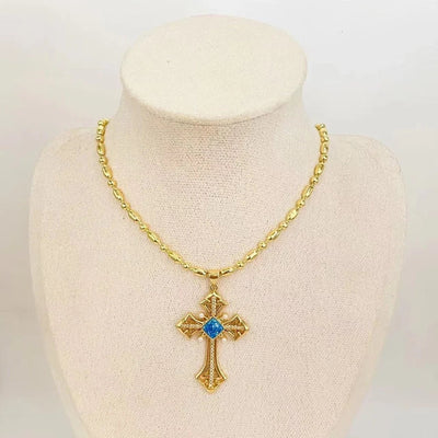 Mother pearl shellfish Copper Plating Cross Pendant Necklace