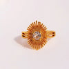 Brass 24K Gold Plated Irregular Inlay Geometric Fireworks Zircon Rings