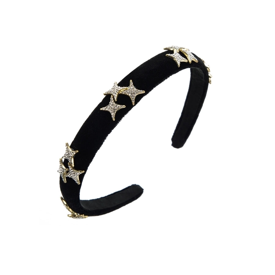 elegant square star flower alloy cloth inlay rhinestones pearl hair band