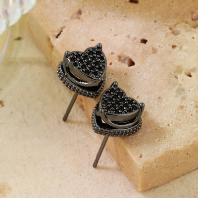 1 Piece Hip-Hop Retro Streetwear Geometric Inlay Copper Zircon Rhodium Plated Ear Studs