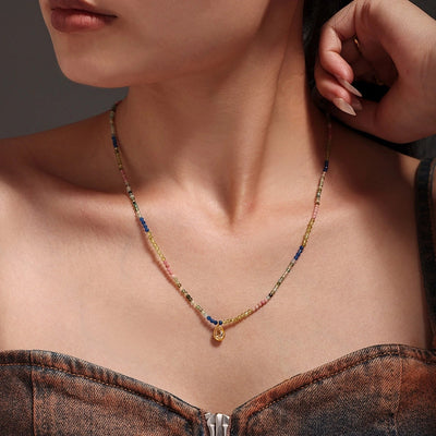 Elegant Water Droplets 304 Stainless Steel natural stone 18K Gold Plated Opal Beaded Chain Pendant Necklace In Bulk