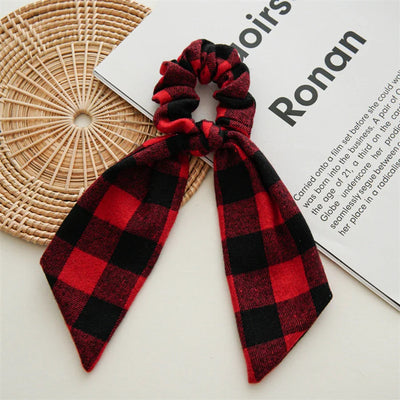 Christmas Vintage Style Women's Plaid Handmade Hair Tie