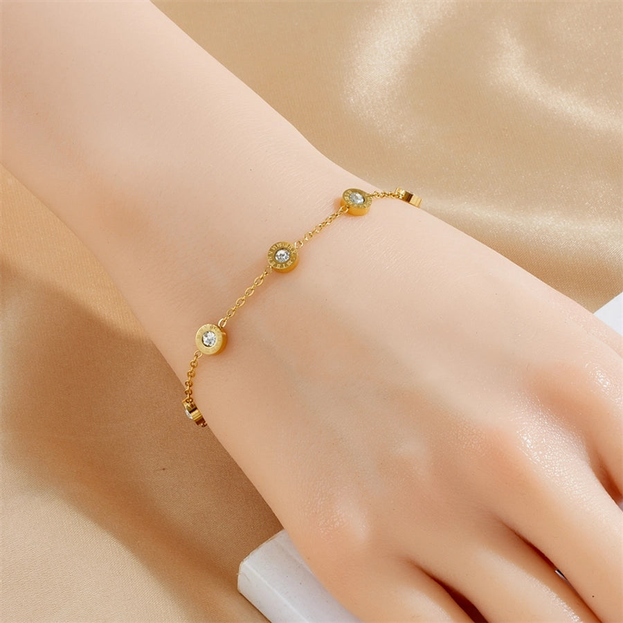 Vintage Style Classic Style Roman Numeral 304 Stainless Steel Bracelets In Bulk