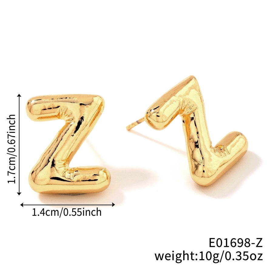 1 Pair Sweet Simple Style Shiny Letter Plating Copper K Gold Plated Ear Studs