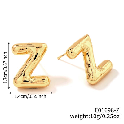 1 Pair Sweet Simple Style Shiny Letter Plating Copper K Gold Plated Ear Studs