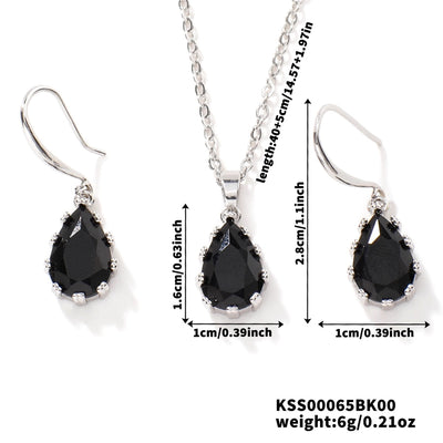 Copper Rhodium Plated Inlay Water Droplets Glass Jewelry Set