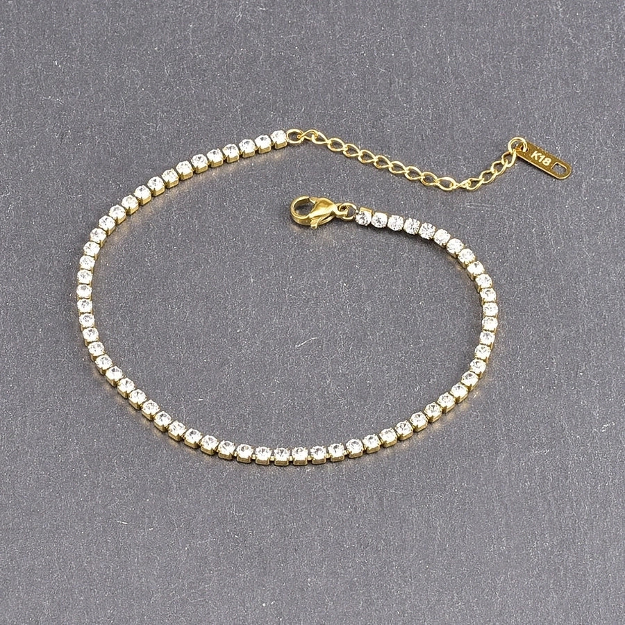 Sweet Simple Style Solid Color Titanium Steel 18K Gold Plated Rhinestones Bracelets In Bulk