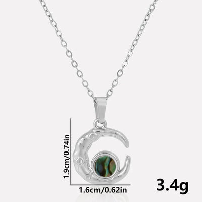 Jewelry Vintage Style Classic Style Moon 304 Stainless Steel Shell Abalone Shell 18K Gold Plated Irregular Plating Pendant Necklace