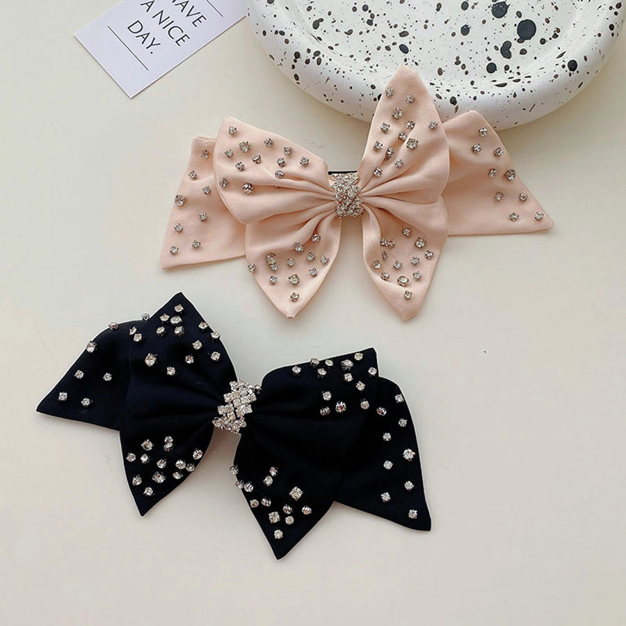 women's elegant fashion bow knot cloth headwear artificial rhinestones hair clip
