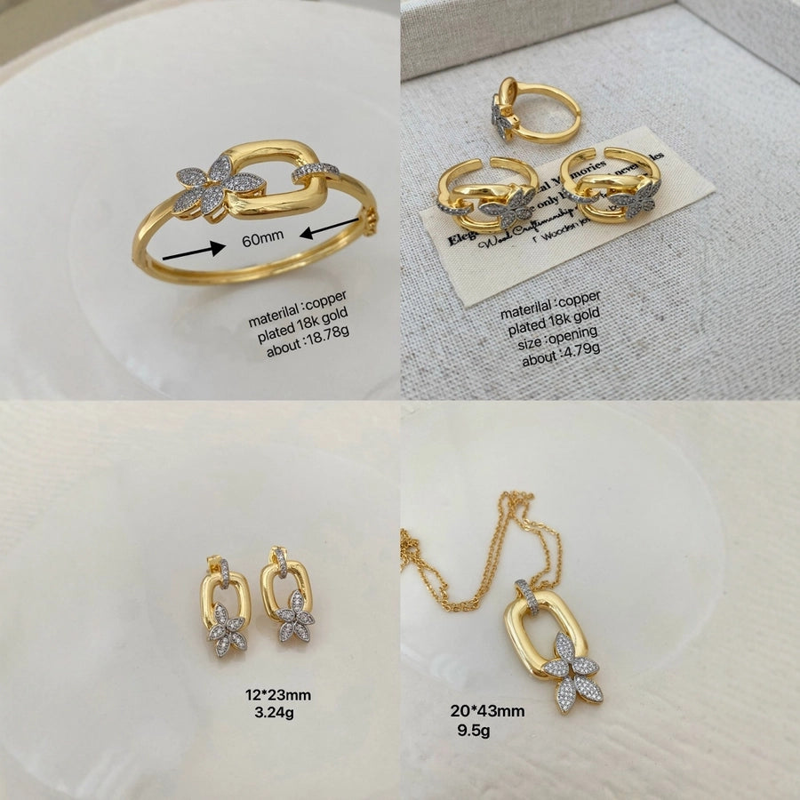 Jewelry Vintage Style Classic Style Geometric Copper Zircon Mixed Metal Rings Bracelets Earrings