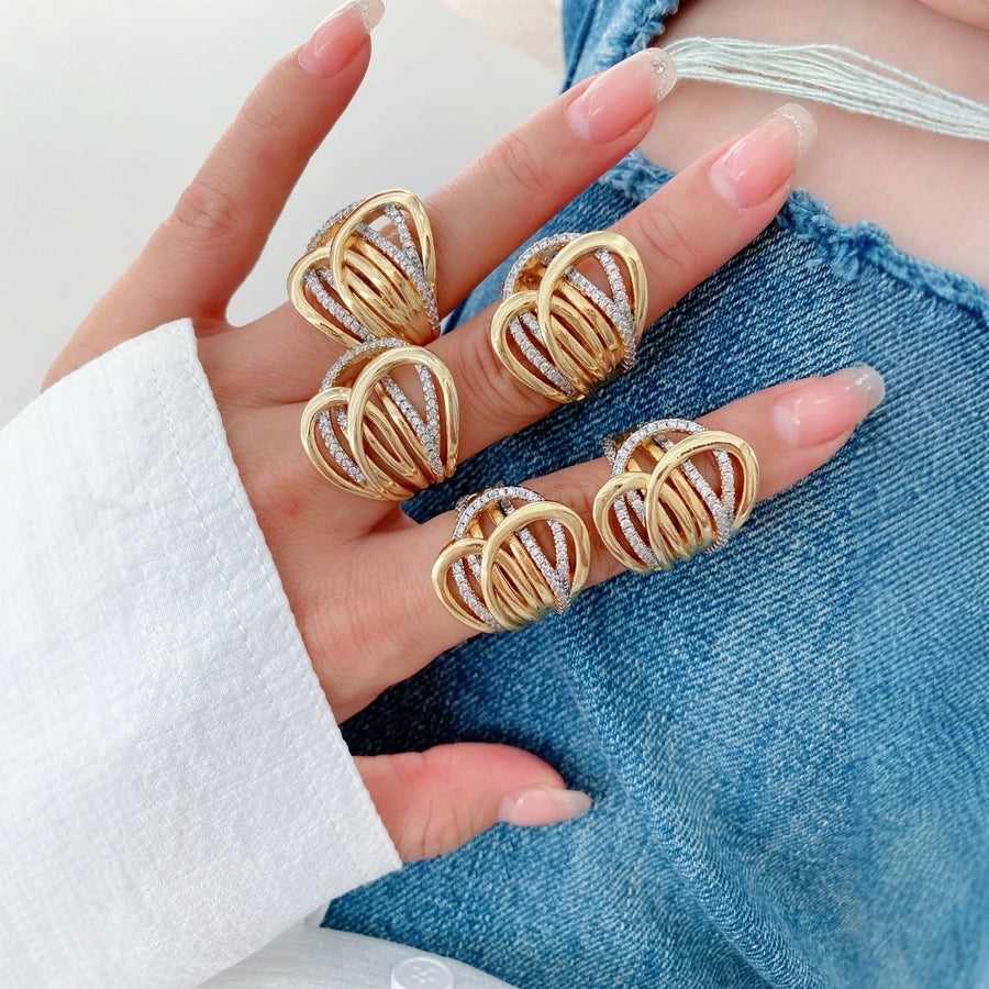 Jewelry Vintage Style Classic Style Geometric Copper Zircon Rings Earrings Necklace